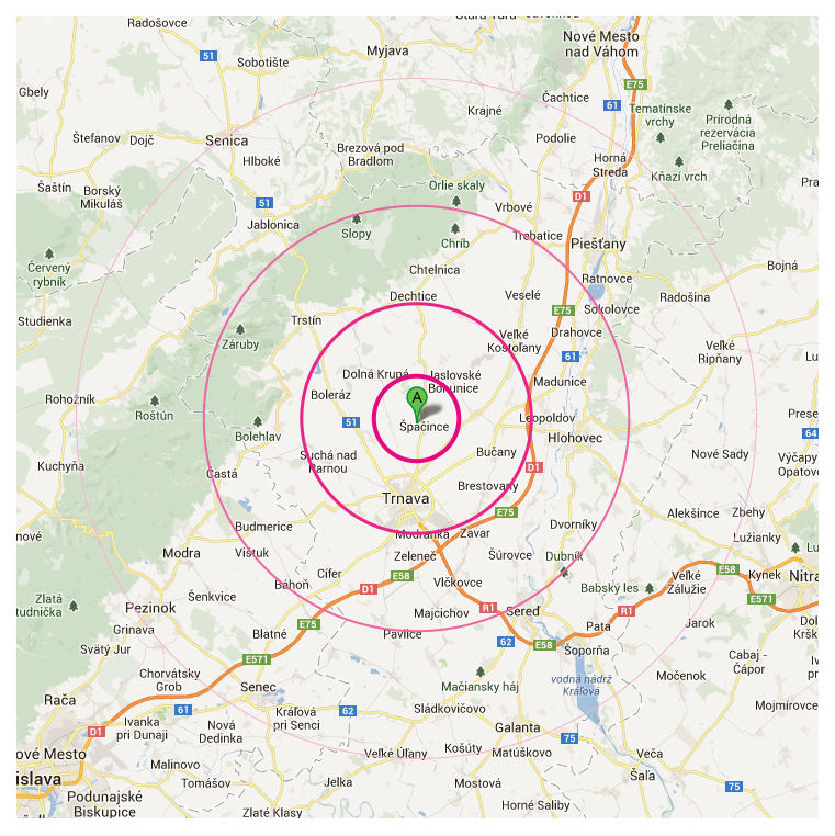 mapa - zahrady na kluc